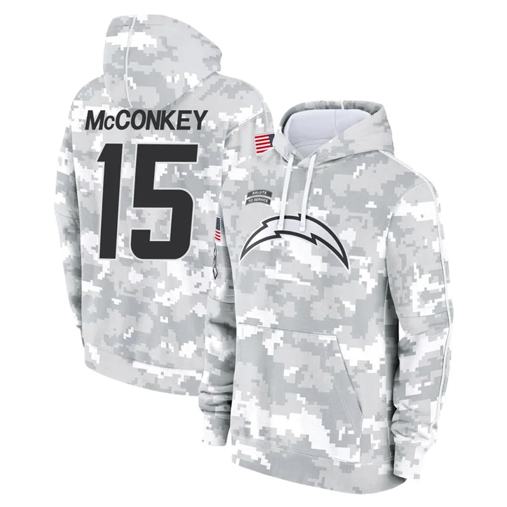 Blackjersey LA.Chargers #15 Ladd McConkey Player Arctic Camo Salute to Service Hoodies Limited Game Stitched Jerseys