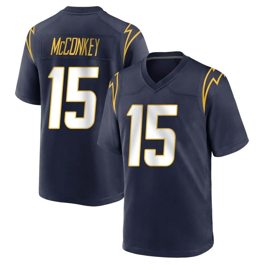 Blackjersey LA.Chargers #15 Ladd McConkey Player Navy Home Game Stitched Jerseys