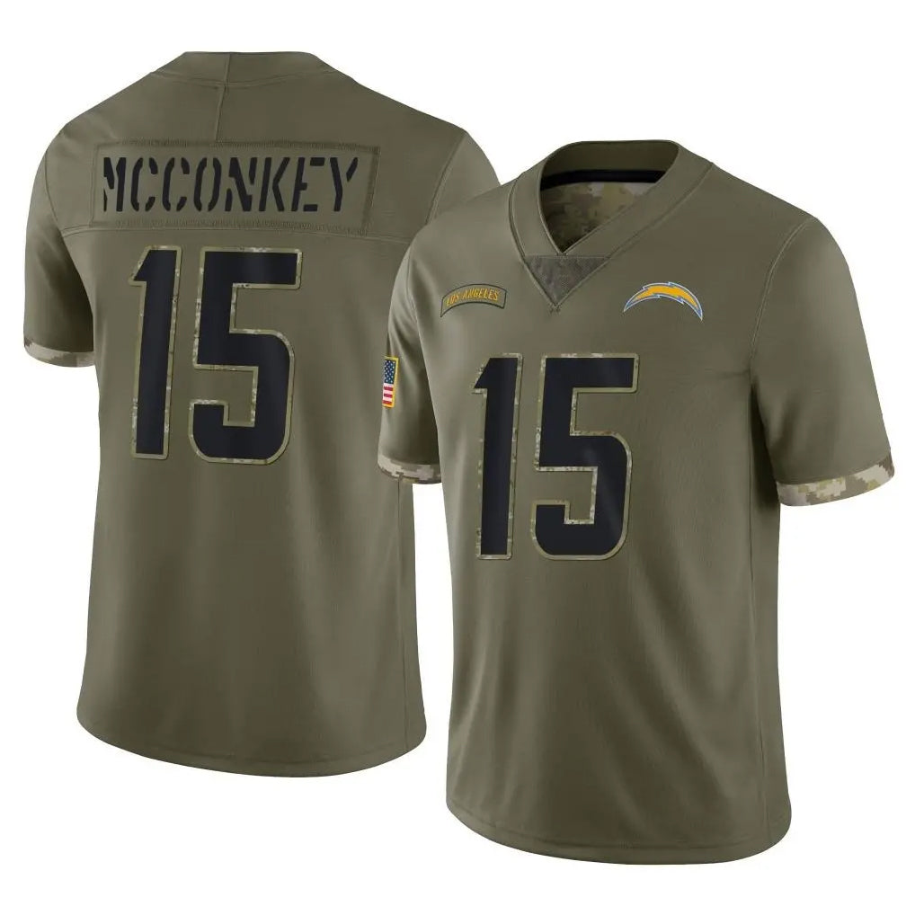 Blackjersey LA.Chargers #15 Ladd McConkey Player Olive Salute To Service Limited Stitched Jerseys