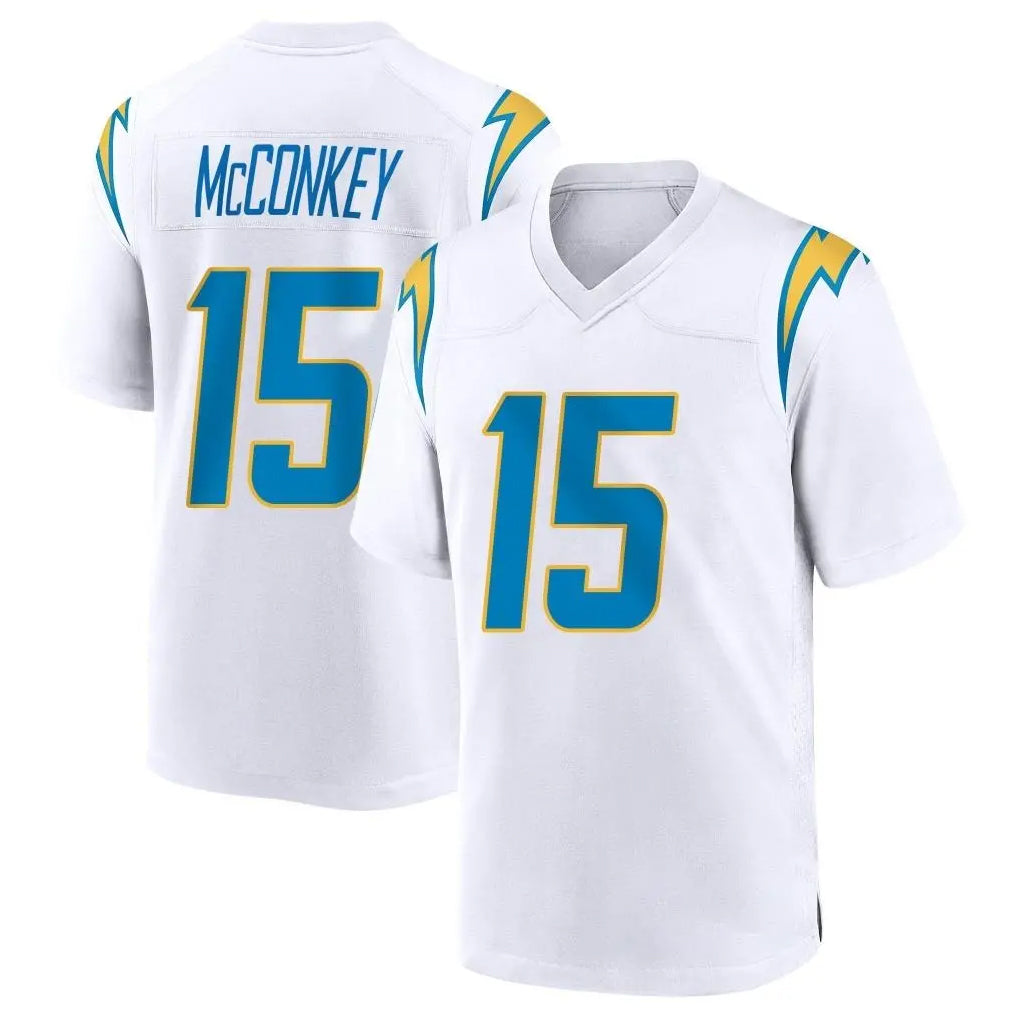 Blackjersey LA.Chargers #15 Ladd McConkey Player White Home Game Stitched Jerseys