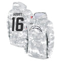 Blackjersey LA.Chargers #16 J.K. Scott Player Arctic Camo Salute to Service Hoodies Limited Game Stitched Jerseys