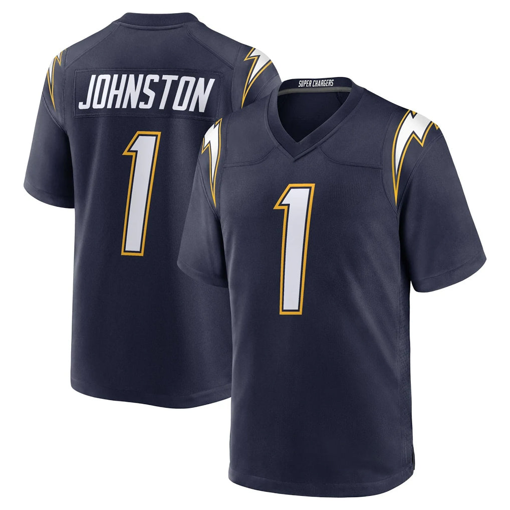 Blackjersey LA.Chargers #1 Quentin Johnston Player Navy Alternate Home Game Stitched Jerseys