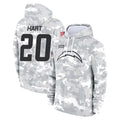 Blackjersey LA.Chargers #20 Cam Hart Player Arctic Camo Salute to Service Hoodies Limited Game Stitched Jerseys