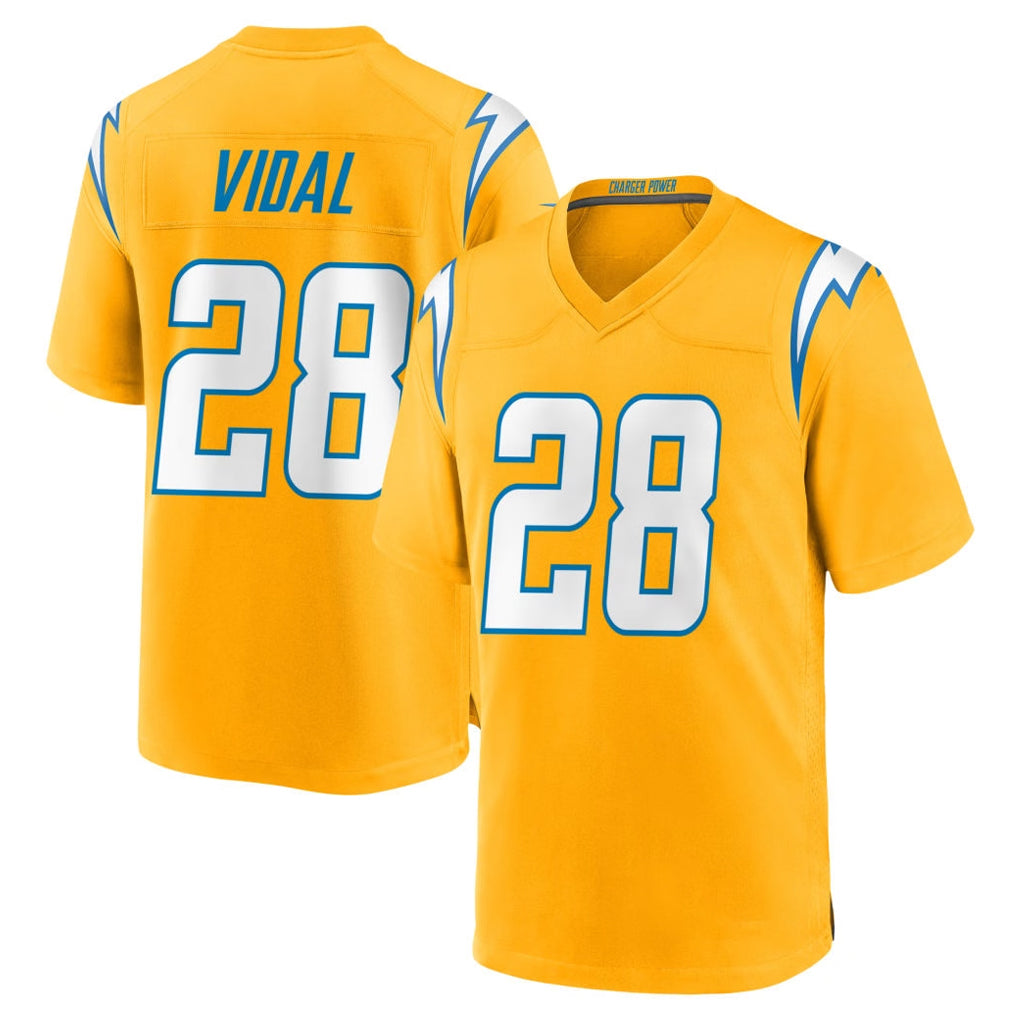 Blackjersey LA.Chargers #28 Kimani Vidal Player Gold Home Game Stitched Jerseys