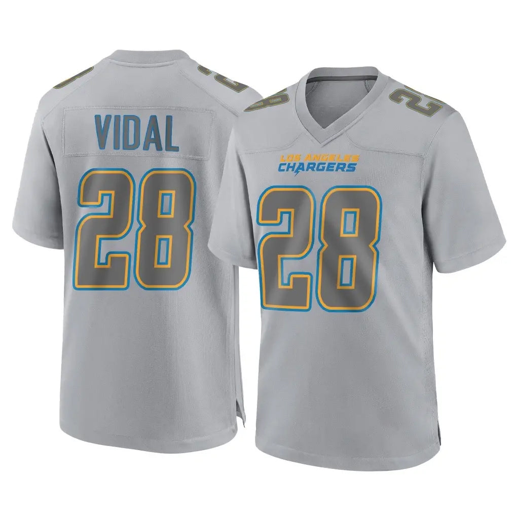 Blackjersey LA.Chargers #28 Kimani Vidal Player Gray Atmosphere Fashion Home Game Stitched Jerseys