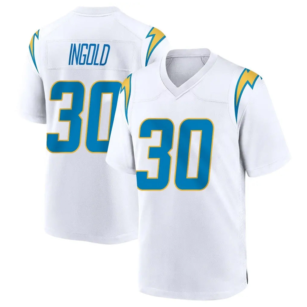 Blackjersey LA.Chargers #30 Alec Ingold Player White Home Game Stitched Jerseys