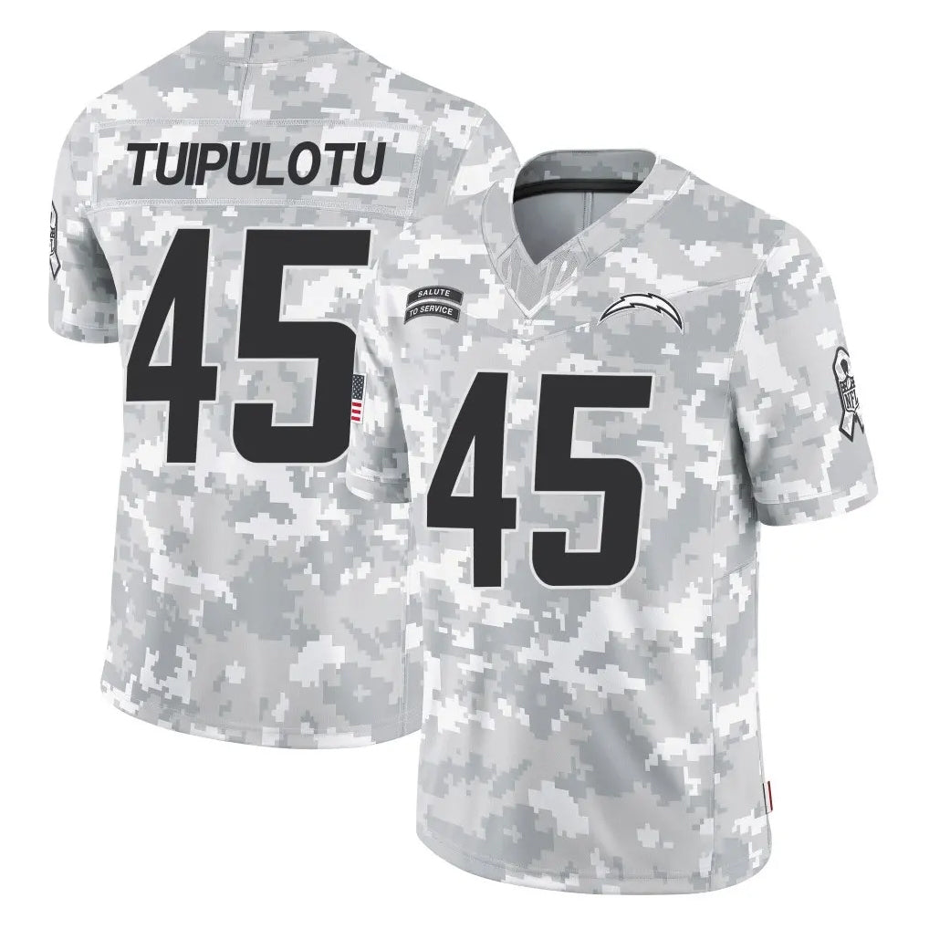 Blackjersey LA.Chargers #45 Tuli Tuipulotu Player Arctic Camo Salute To Service Limited Game Stitched Jerseys