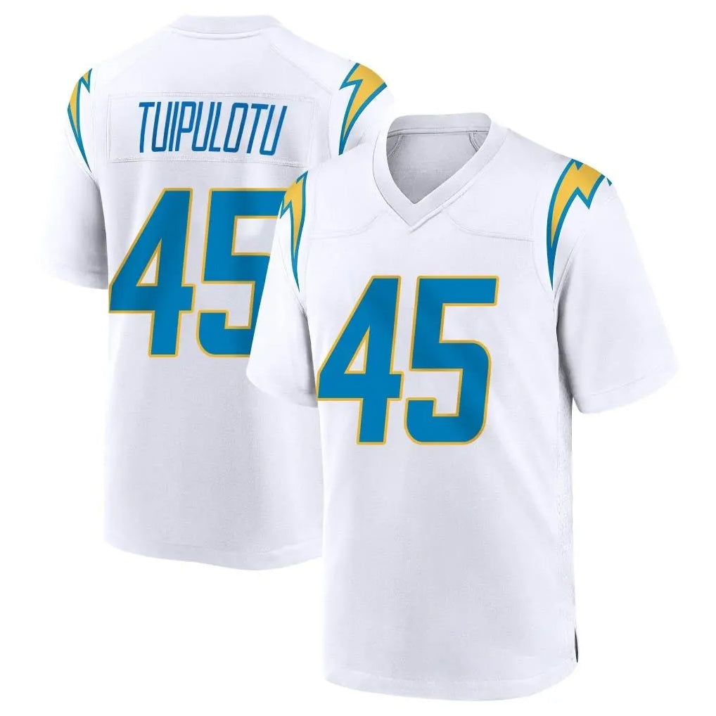 Blackjersey LA.Chargers #45 Tuli Tuipulotu Player White Home Game Stitched Jerseys