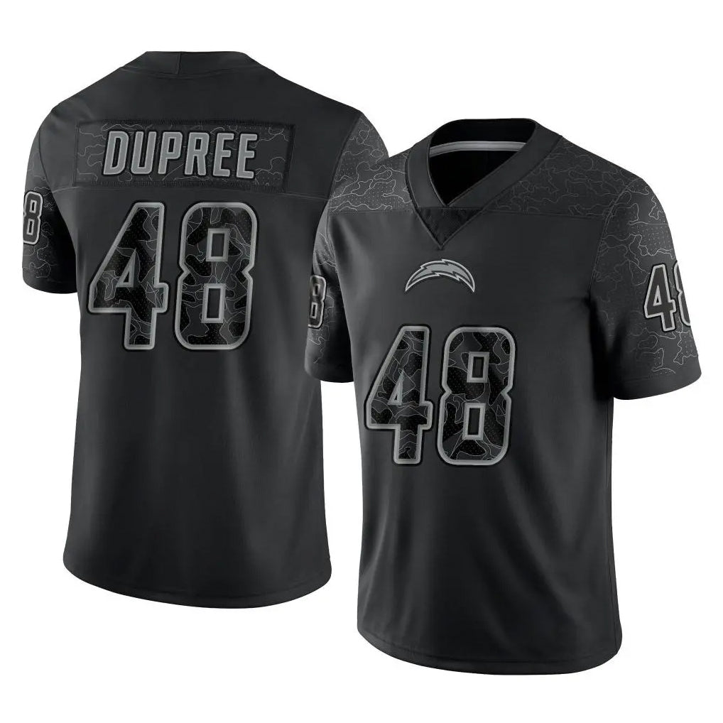 Blackjersey LA.Chargers #48 Bud Dupree Player Black Limited Reflective Home Game Stitched Jerseys