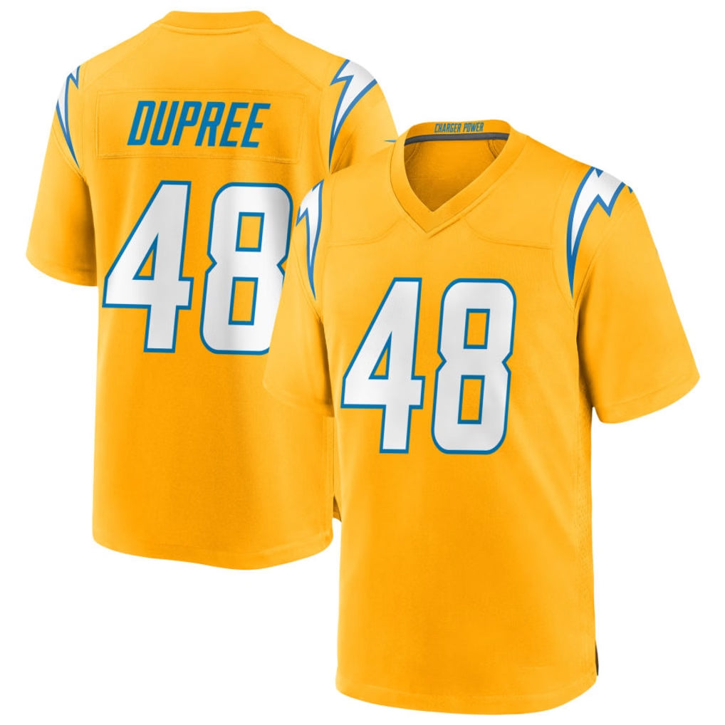 Blackjersey LA.Chargers #48 Bud Dupree Player Gold Home Game Stitched Jerseys