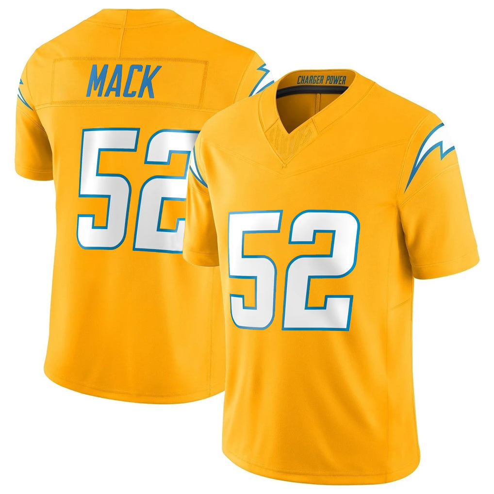 Blackjersey LA.Chargers #52 Khalil Mack Player Gold Limited Vapor F.U.S.E. Home Game Stitched Jerseys