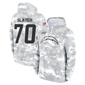 Blackjersey LA.Chargers #70 Rashawn Slater Player Arctic Camo Salute to Service Hoodies Limited Game Stitched Jerseys