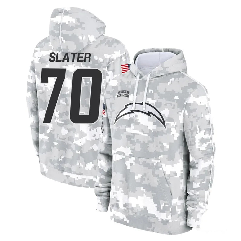 Blackjersey LA.Chargers #70 Rashawn Slater Player Arctic Camo Salute to Service Hoodies Limited Game Stitched Jerseys