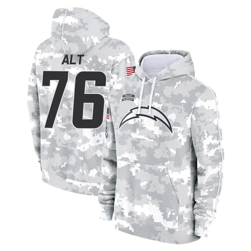 Blackjersey LA.Chargers #76 Joe Alt Player Arctic Camo Salute to Service Hoodies Limited Game Stitched Jerseys