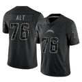 Blackjersey LA.Chargers #76 Joe Alt Player Black Limited Reflective Home Game Stitched Jerseys
