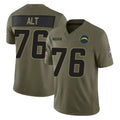 Blackjersey LA.Chargers #76 Joe Alt Player Olive 2025 Salute To Service Limited Game Stitched Jerseys
