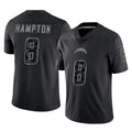 Blackjersey LA.Chargers #8 Omarion Hampton Player Black Limited Reflective Home Game Stitched Jerseys