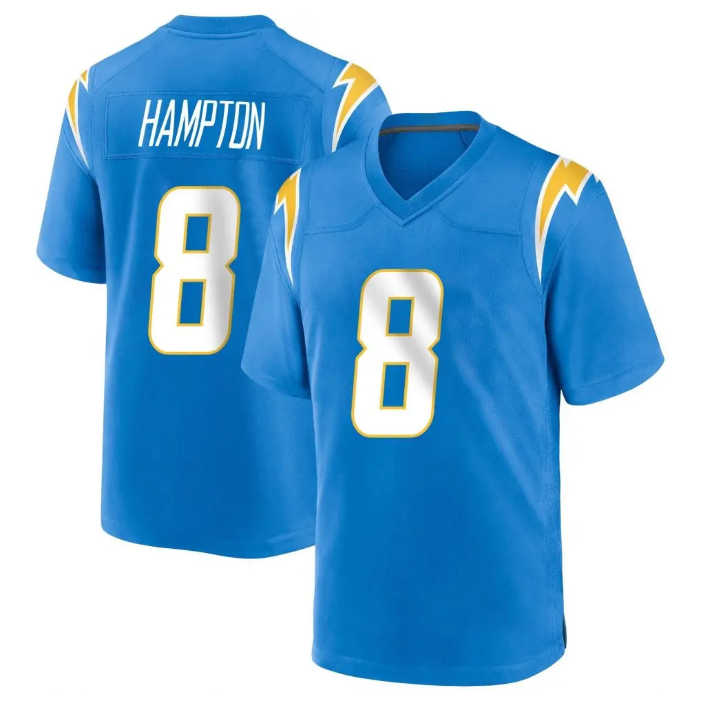 Blackjersey LA.Chargers #8 Omarion Hampton Player Blue Home Game Stitched Jerseys