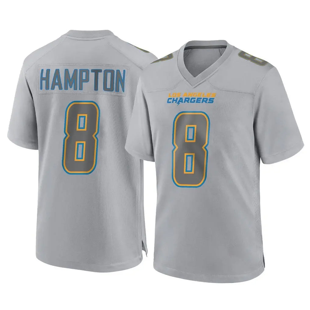 Blackjersey LA.Chargers #8 Omarion Hampton Player Gray Atmosphere Fashion Home Game Stitched Jerseys