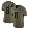 Blackjersey LA.Chargers #8 Omarion Hampton Player Olive 2025 Salute To Service Limited Game Stitched Jerseys