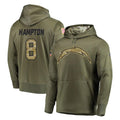 Blackjersey LA.Chargers #8 Omarion Hampton Player Olive Salute to Service Pullover Hoodies Home Game Stitched Jerseys
