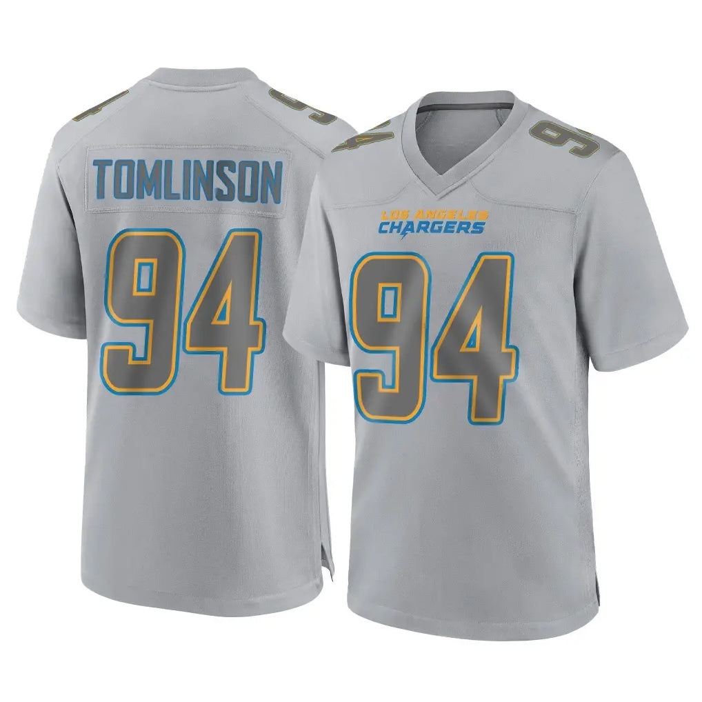 Blackjersey LA.Chargers #94 Dalvin Tomlinson Player Gray Atmosphere Fashion Home Game Stitched Jerseys