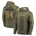 Blackjersey LA.Chargers #94 Dalvin Tomlinson Player Olive Salute to Service Pullover Hoodies Home Game Stitched Jerseys