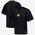 Blackjersey LA.Lakers Black Courtside Football Stitched Jerseys