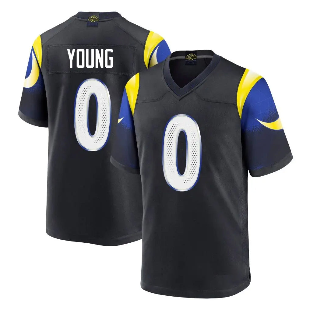 Blackjersey LA.Rams #0 Byron Young Player Black Midnight Rivalries Collection Home Game Stitched Jerseys