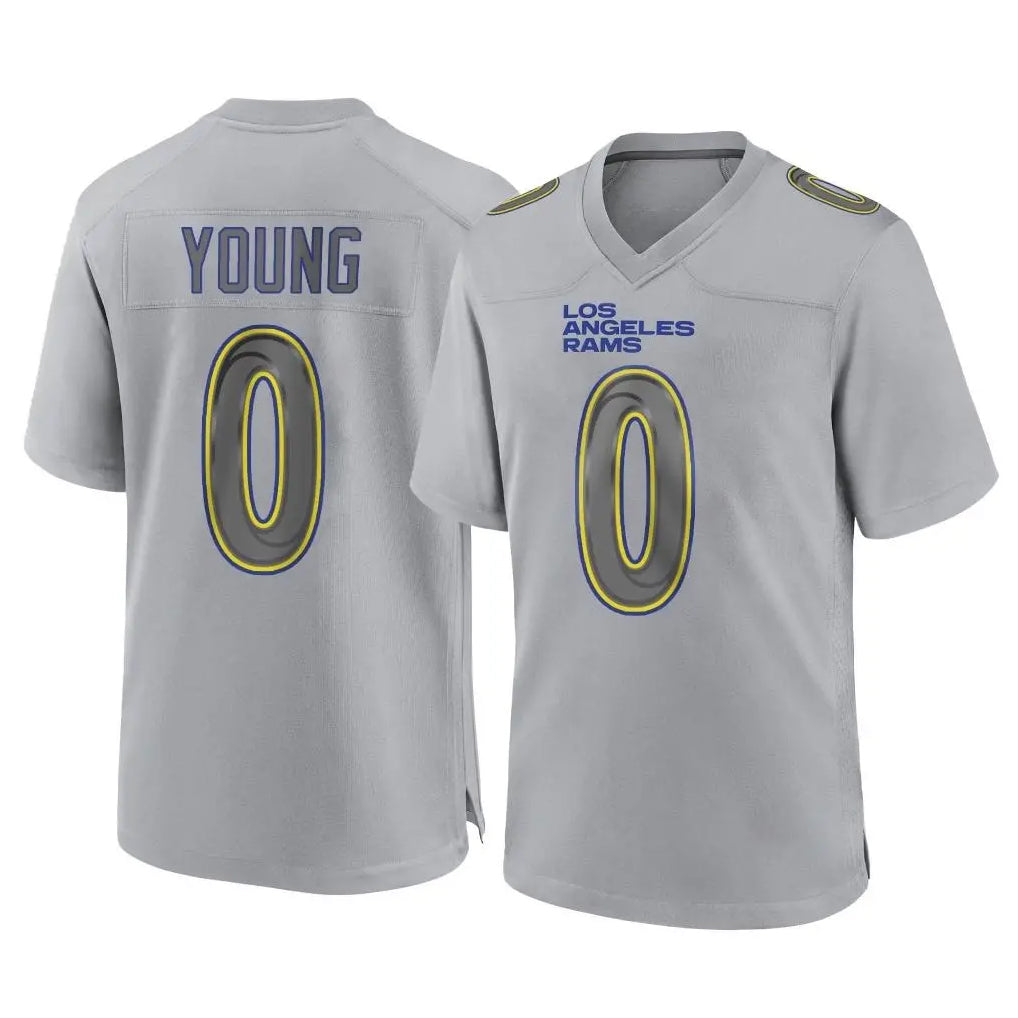Blackjersey LA.Rams #0 Byron Young Player Gray Atmosphere Fashion Home Game Stitched Jerseys