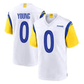 Blackjersey LA.Rams #0 Byron Young Player White Home Game Stitched Jerseys