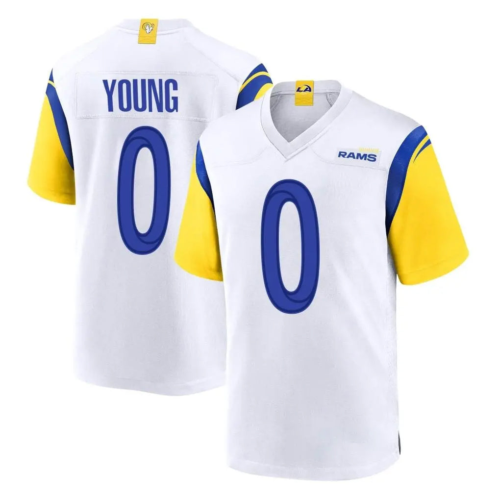 Blackjersey LA.Rams #0 Byron Young Player White Home Game Stitched Jerseys