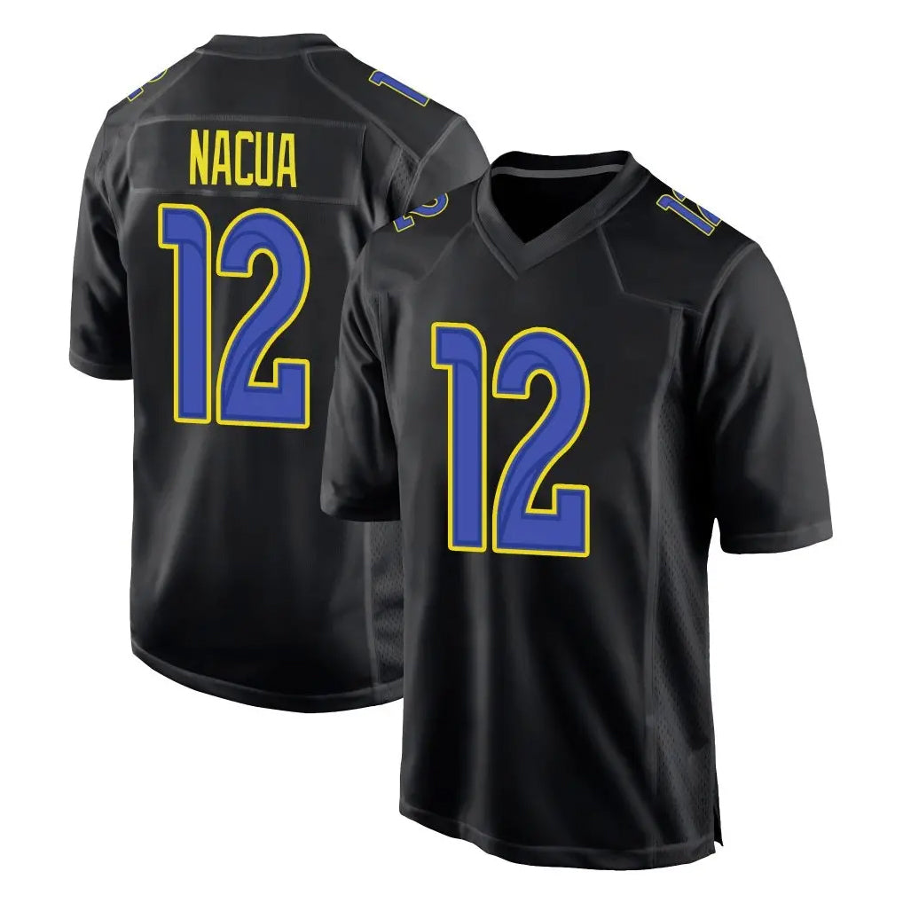 Blackjersey LA.Rams #12 Puka Nacua Player Black Fashion Limited Home Game Stitched Jerseys