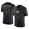 Blackjersey LA.Rams #15 Ty Simpson Player Black Limited Reflective Home Game Stitched Jerseys