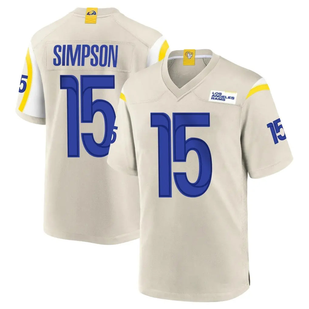 Blackjersey LA.Rams #15 Ty Simpson Player Bone Home Game Stitched Jerseys