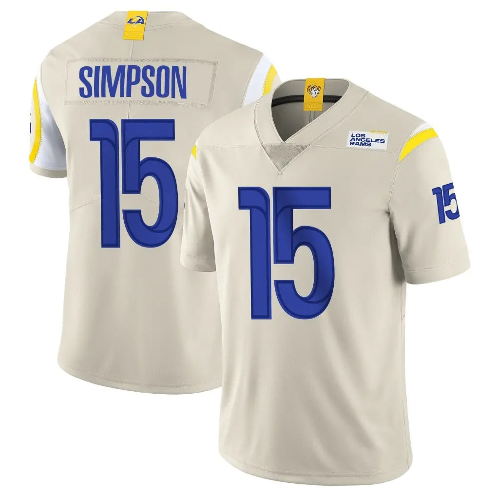 Blackjersey LA.Rams #15 Ty Simpson Player Bone Limited Vapor Home Game Stitched Jerseys