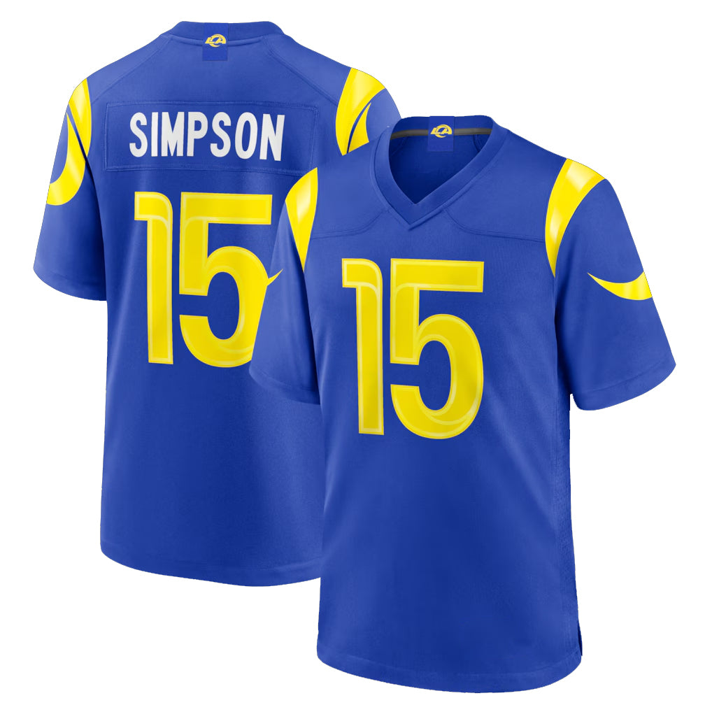 Blackjersey LA.Rams #15 Ty Simpson Player Royal Limited Home Game Stitched Jerseys