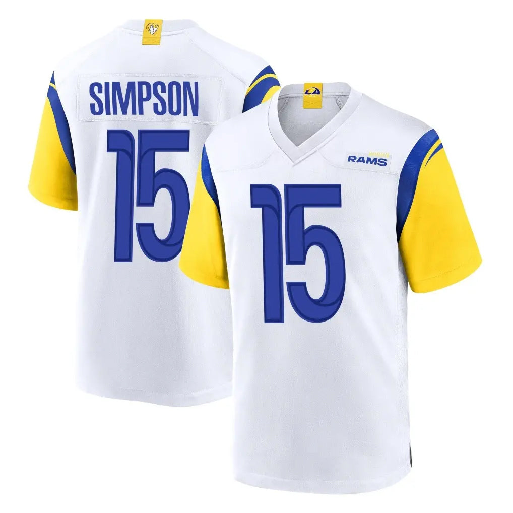 Blackjersey LA.Rams #15 Ty Simpson Player White Home Game Stitched Jerseys