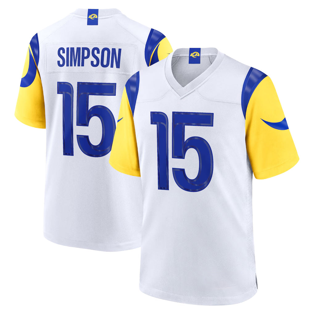 Blackjersey LA.Rams #15 Ty Simpson Player White Limited Home Game Stitched Jerseys