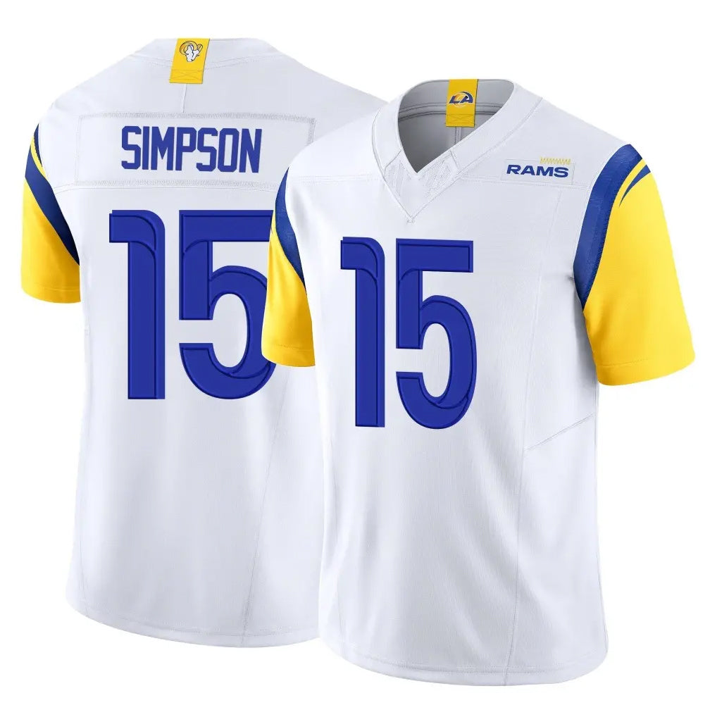 Blackjersey LA.Rams #15 Ty Simpson Player White Limited Vapor F.U.S.E. Home Game Stitched Jerseys