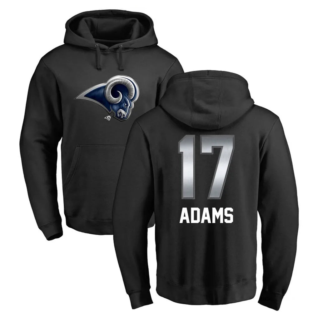 Blackjersey LA.Rams #17 Davante Adams Player Black Pullover Hoodie Limited Game Stitched Jerseys