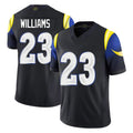 Blackjersey LA.Rams #23 Kyren Williams Player Black Midnight Rivalries Collection Home Game Stitched Jerseys