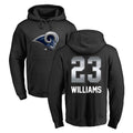 Blackjersey LA.Rams #23 Kyren Williams Player Black Pullover Hoodie Limited Game Stitched Jerseys