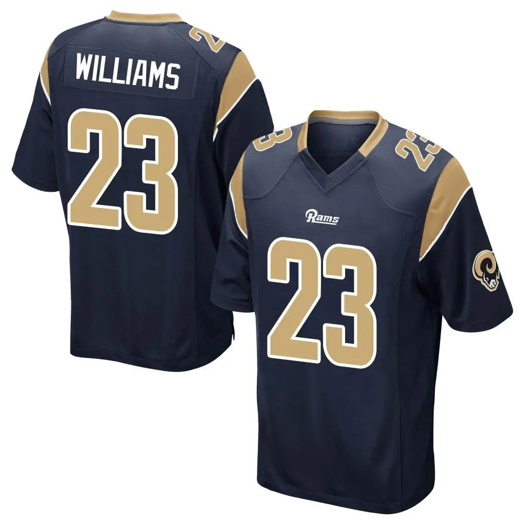 Blackjersey LA.Rams #23 Kyren Williams Player Navy Home Game Stitched Jerseys