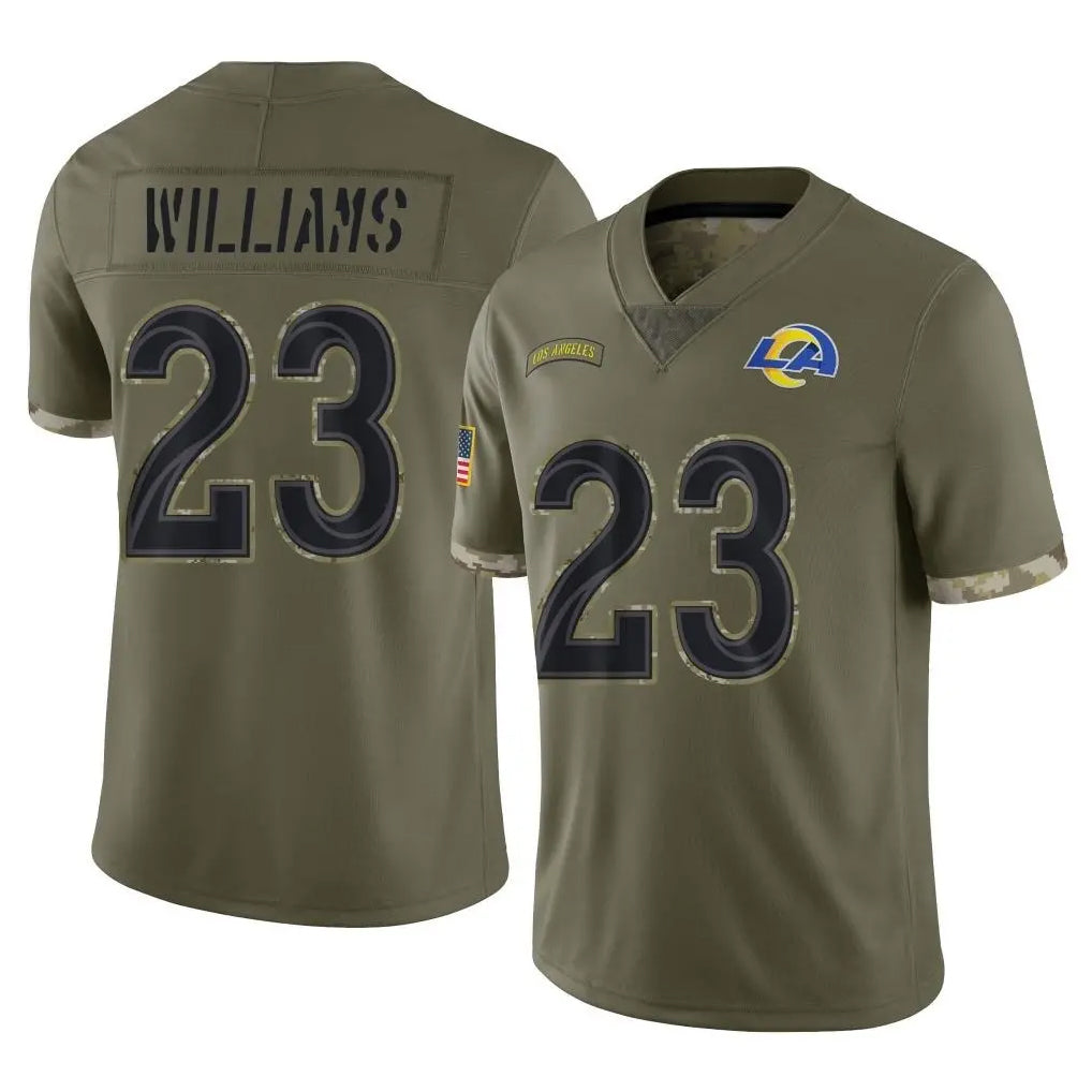 Blackjersey LA.Rams #23 Kyren Williams Player Olive Salute To Service Limited Stitched Jerseys