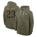 Blackjersey LA.Rams #23 Kyren Williams Player Olive Salute to Service Pullover Hoodies Limited Stitched Jerseys