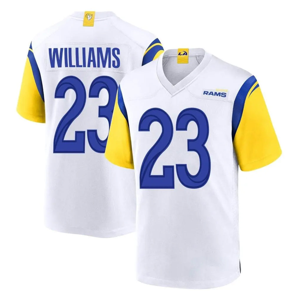 Blackjersey LA.Rams #23 Kyren Williams Player White Home Game Stitched Jerseys