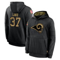 Blackjersey LA.Rams #37 Quentin Lake Player Black Salute to Service Hoodies Limited Game Stitched Jerseys