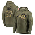 Blackjersey LA.Rams #37 Quentin Lake Player Olive Salute to Service Pullover Hoodies Home Game Stitched Jerseys