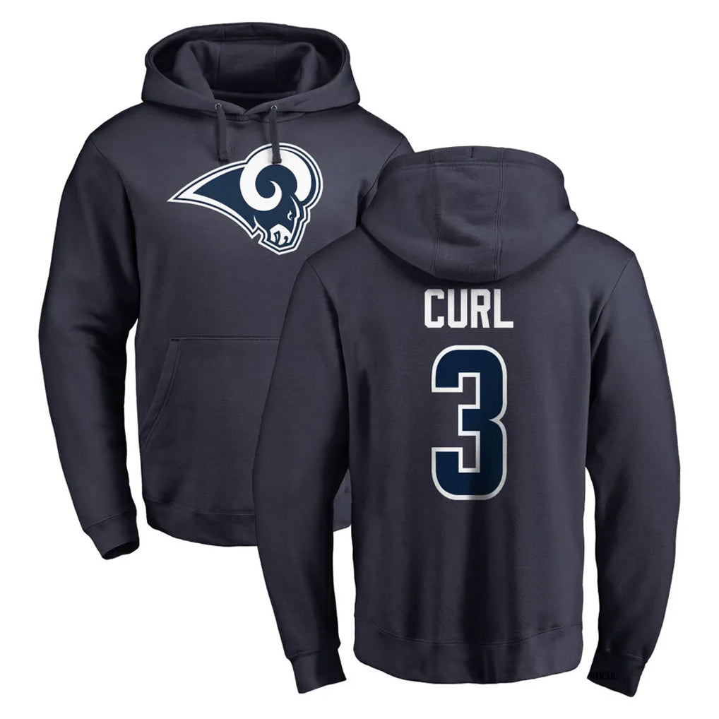 Blackjersey LA.Rams #3 Kam Curl Player Navy Pullover Hoodie Limited Game Stitched Jerseys